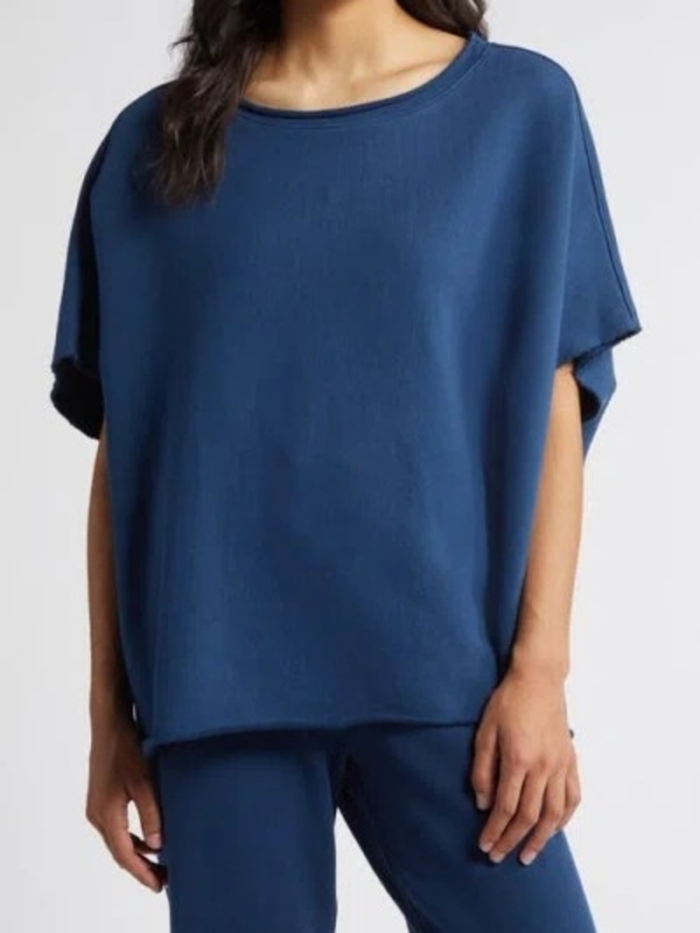 Frank & Eileen Boxy Short-Sleeve Top in Navy